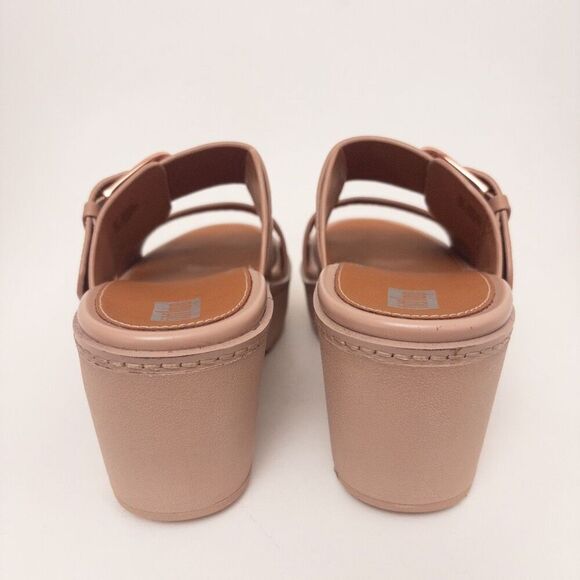 FITFLOP Pilar Leather Platform Slides Beige Size 6 - Picture 6 of 10